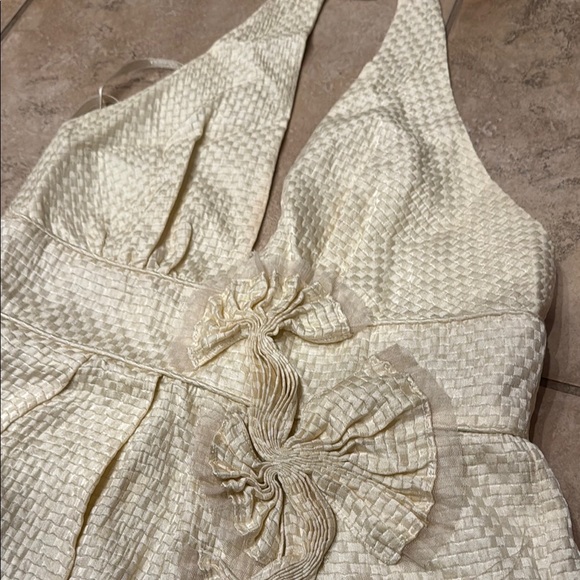 BCBGMaxAzria Cream Halter Wrap Dress - Picture 3 of 4